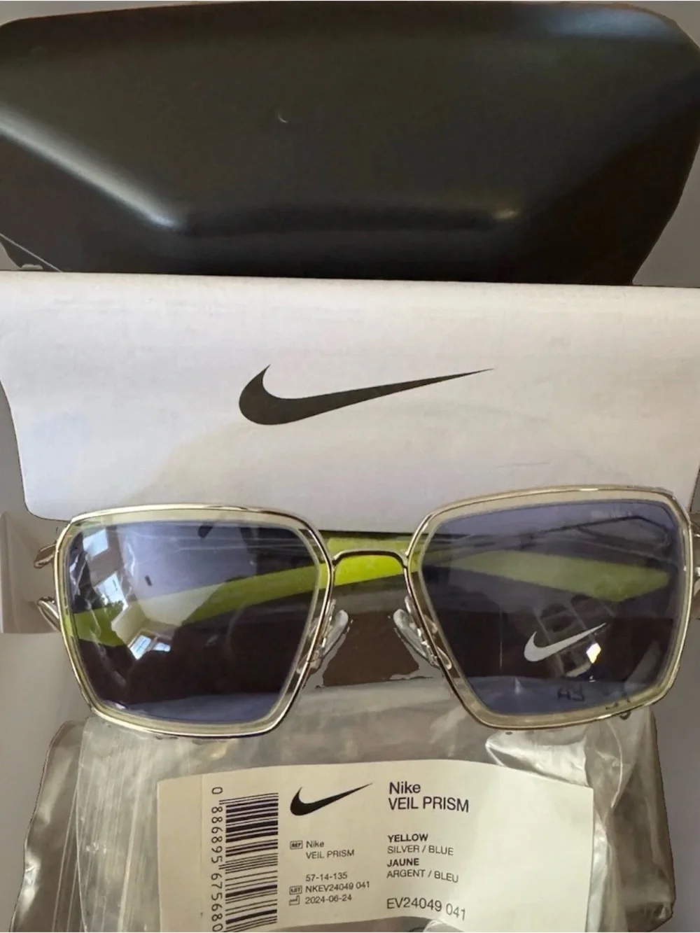 ⚡️Nike Max+ Veil Prism EV24049 Silver Yellow Blue Sunglasses New in Box!⚡️